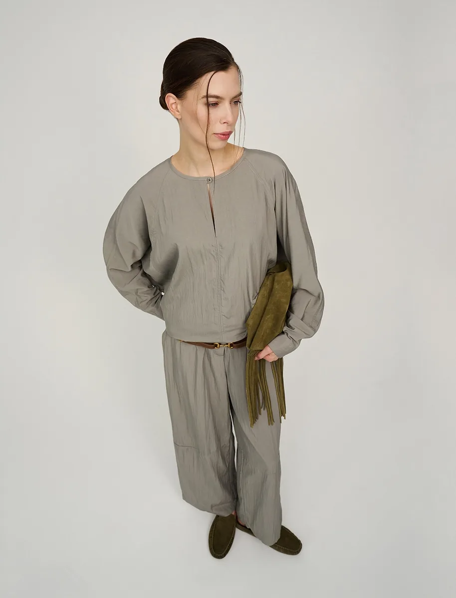 HASS FASHION — Блуза оверсайз с рукавом «летучая мышь», хаки - фото 3