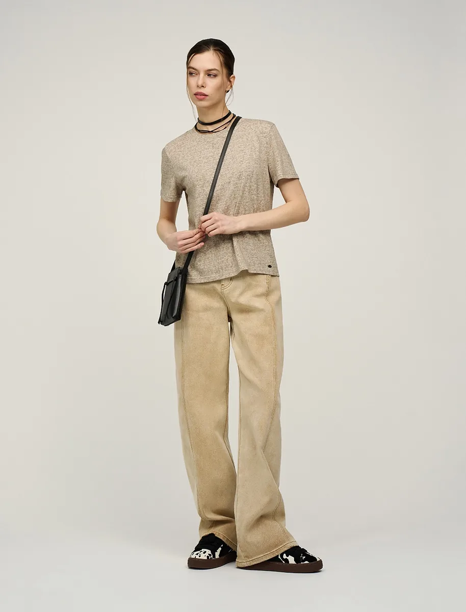 HASS FASHION — Футболка базовая меланж, овсяный беж - фото 2