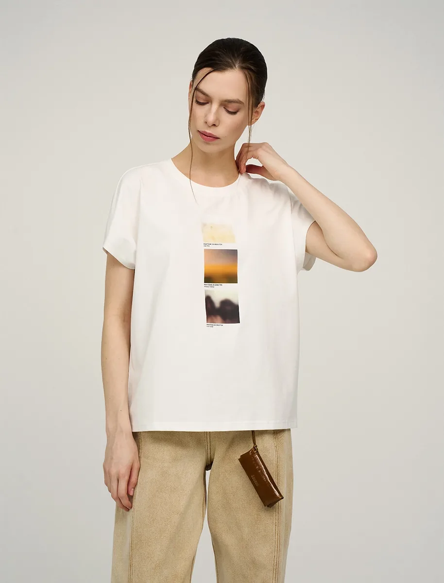 HASS FASHION — Футболка с фотопринтом «три кадра», белая - фото 1