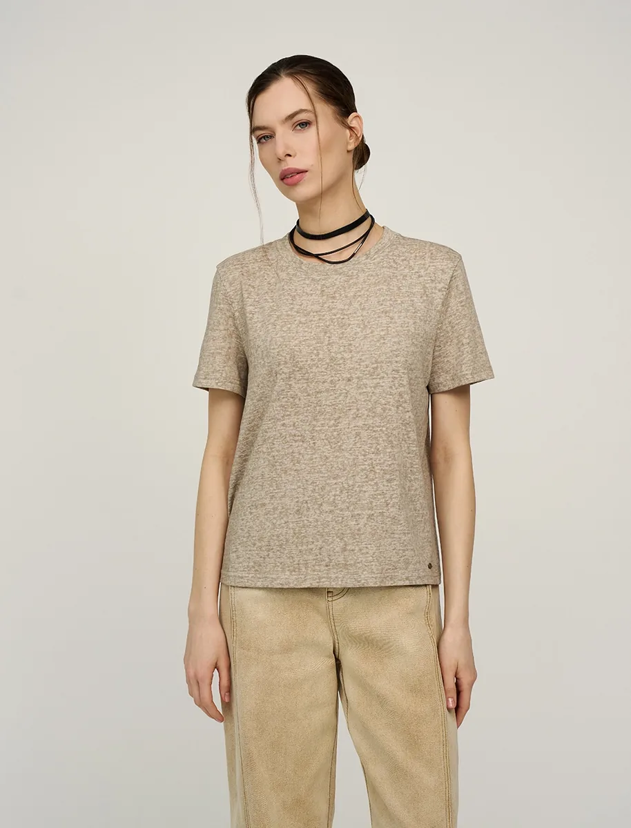 HASS FASHION — Футболка базовая меланж, овсяный беж - фото 1